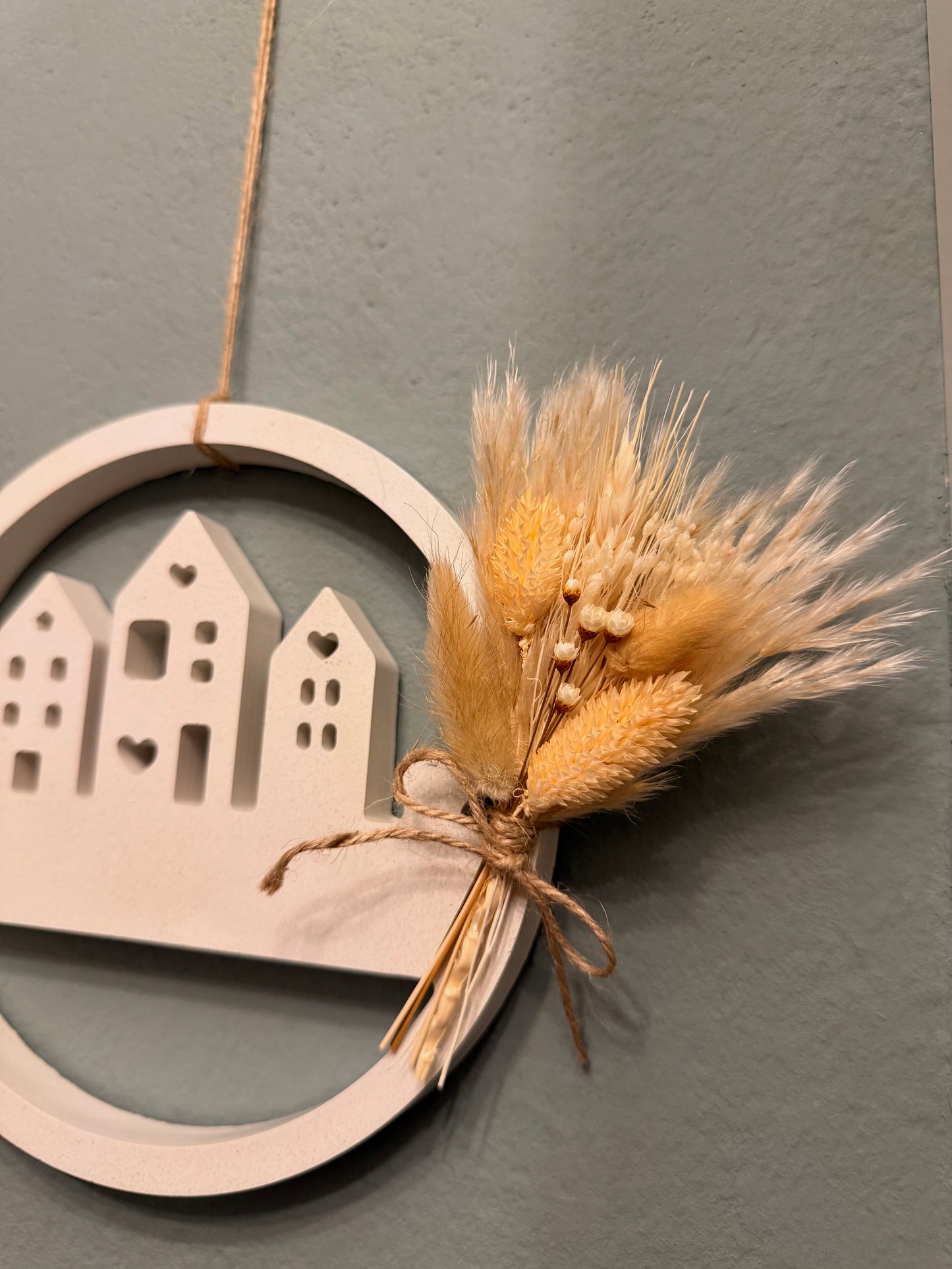 Wandkranz „Boho Home“ – aus Beton mit Trockenblumen | Handgemacht | Wanddeko