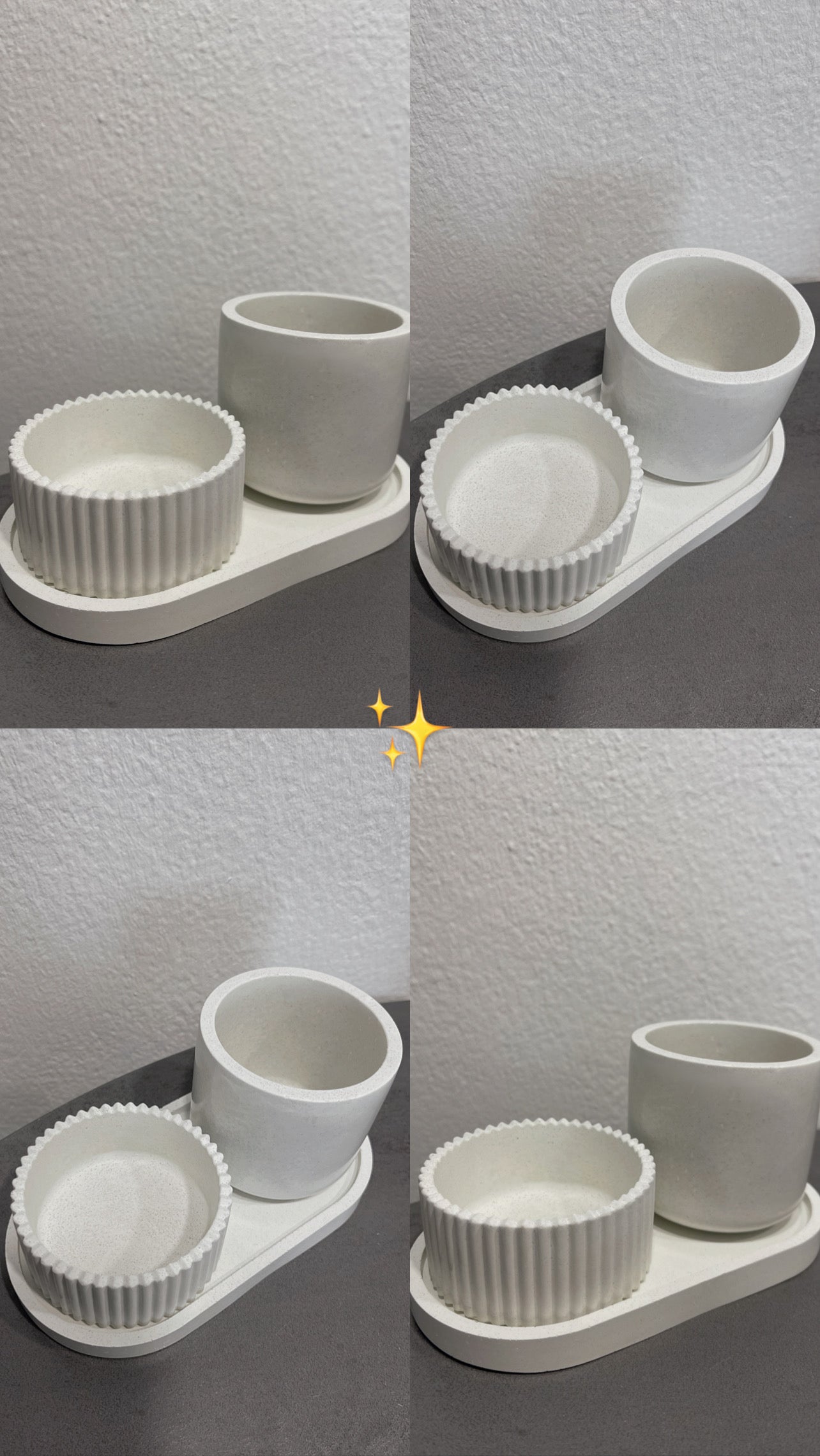 Organizer-Set aus Beton – für Wattepads, Haargummis & mehr