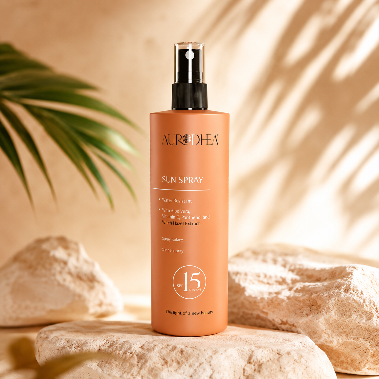 Sonnenspray SPF 15 – Wasserfester Sonnenschutz mit Aloe Vera | Aurodhea 150 ml