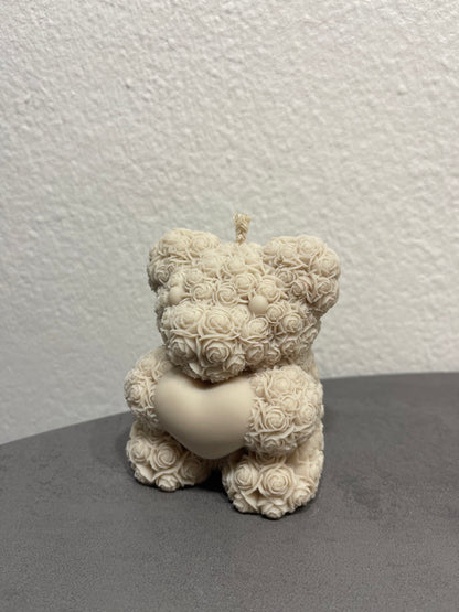 Teddybär XL Kerze aus Rosen, handgegossen | Zart & Liebevoll