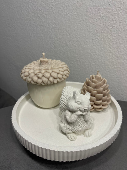 Alle, Herbstliches Deko-Set „Whispers of Fall“ – Handgemacht aus Beton & Wachs | In zarten Nude-Tönen