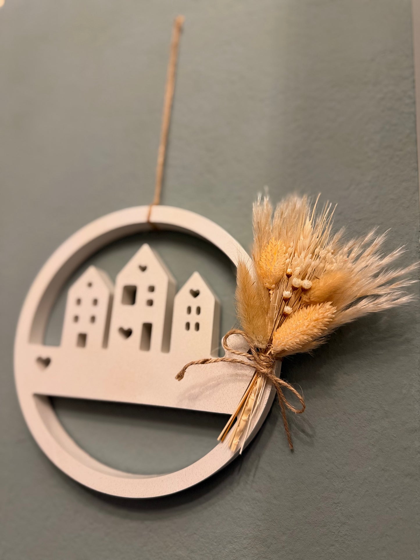 Wandkranz „Boho Home“ – aus Beton mit Trockenblumen | Handgemacht | Wanddeko