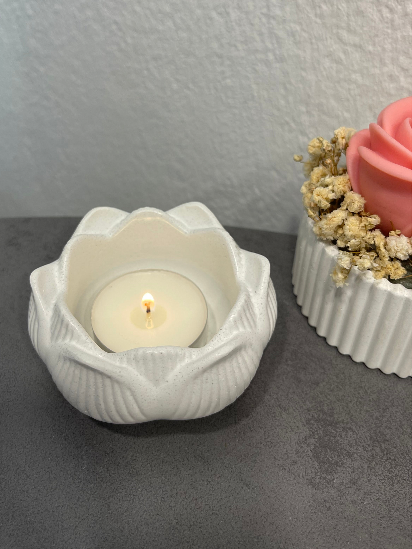 Beton Teelichthalter „Lotus“ | Handgemacht | Modern & minimalistisch | Geschenkidee