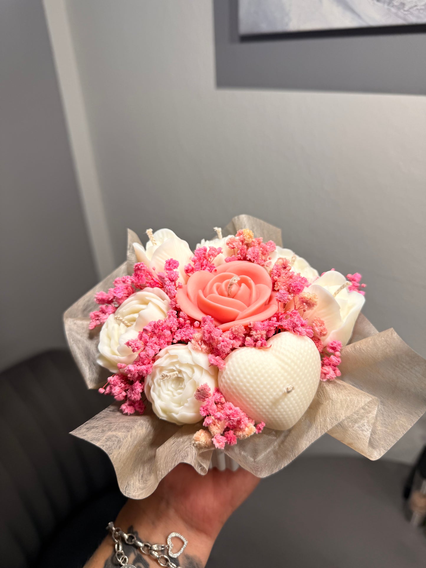 Personalisierter Kerzenstrauß aus Bio-Sojawachs – Handgemacht als Geschenk oder Dekostück