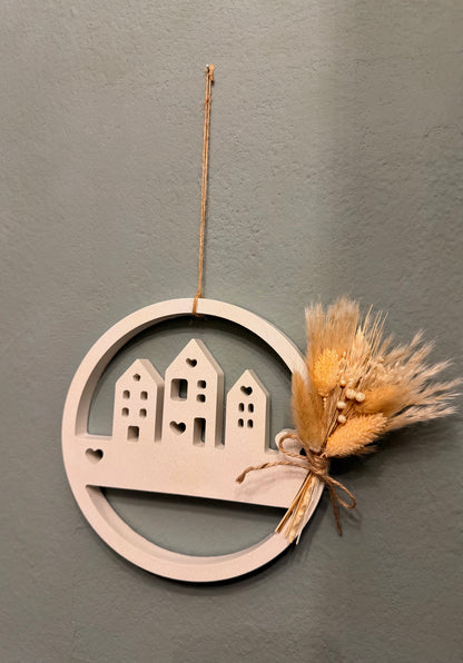 Wandkranz „Boho Home“ – aus Beton mit Trockenblumen | Handgemacht | Wanddeko