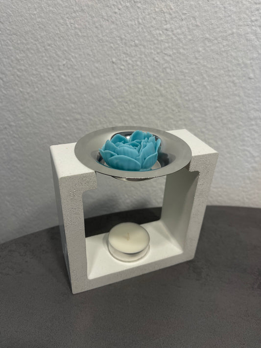 Duftlampe (eckig) aus Beton - für Duftmelts oder ätherische Öle