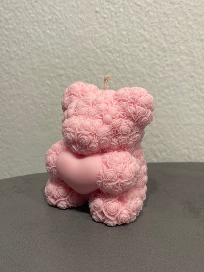 Teddybär XL Kerze aus Rosen, handgegossen | Zart & Liebevoll