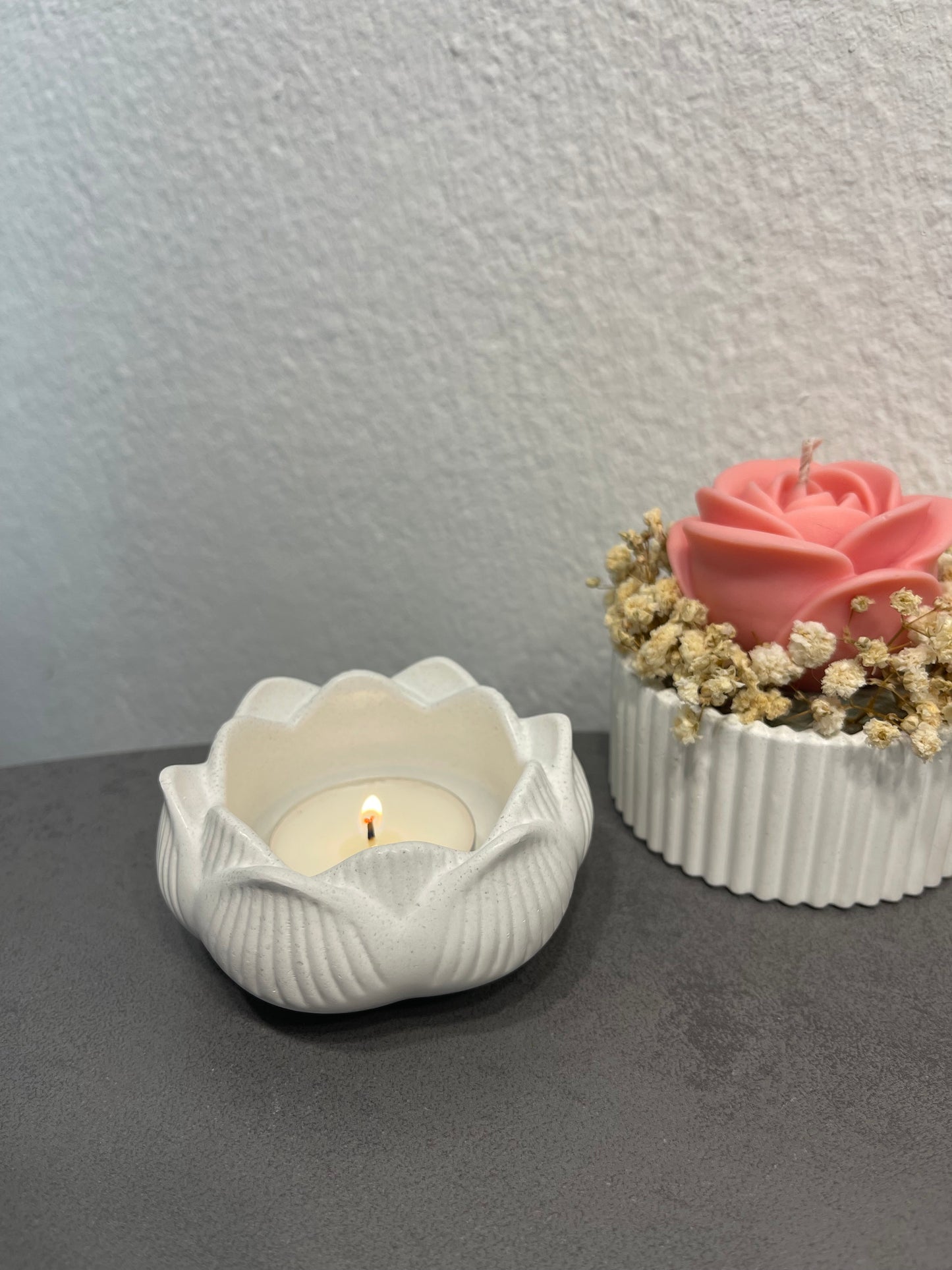 Beton Teelichthalter „Lotus“ | Handgemacht | Modern & minimalistisch | Geschenkidee