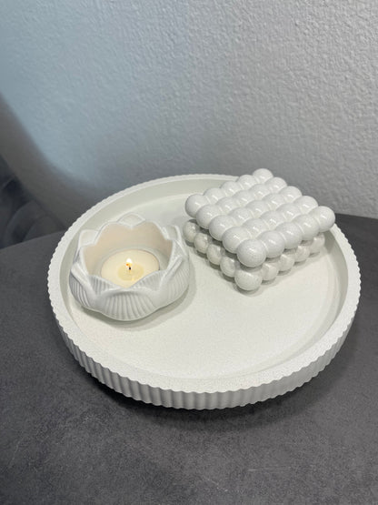 Beton Schale mit Fuss Katja, Untersetzer, Lotus Teelicht