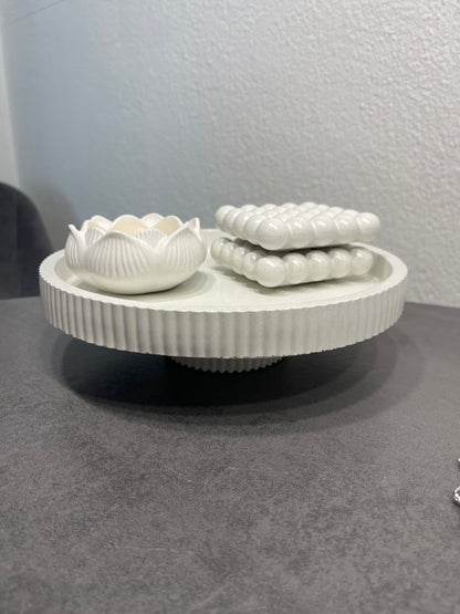 Beton Schale mit Fuss Katja, Untersetzer, Lotus Teelicht Seitenansicht