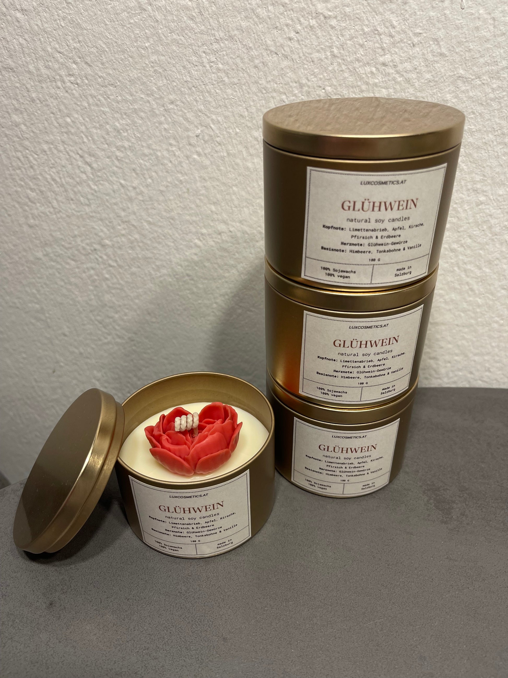 Glühwein Duftkerze handgegossen, Winter Edition, Dosenkerze