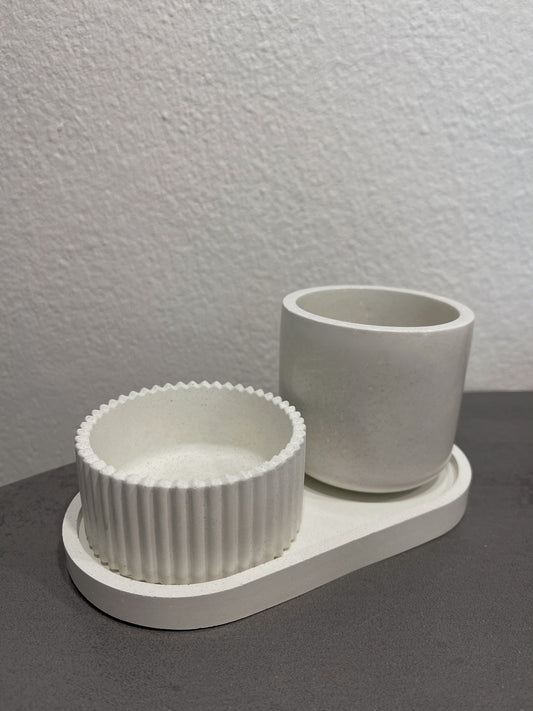 Organizer-Set aus Beton – für Wattepads, Haargummis & mehr