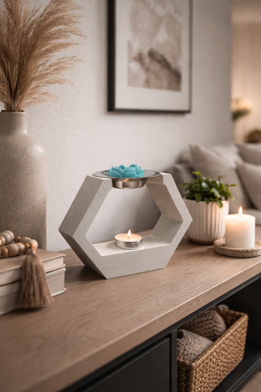 Duftlampe "Wabeform" aus Beton - für Duftmelts & ätherische Öle | Handgemacht | Geschenkidee | Wellness