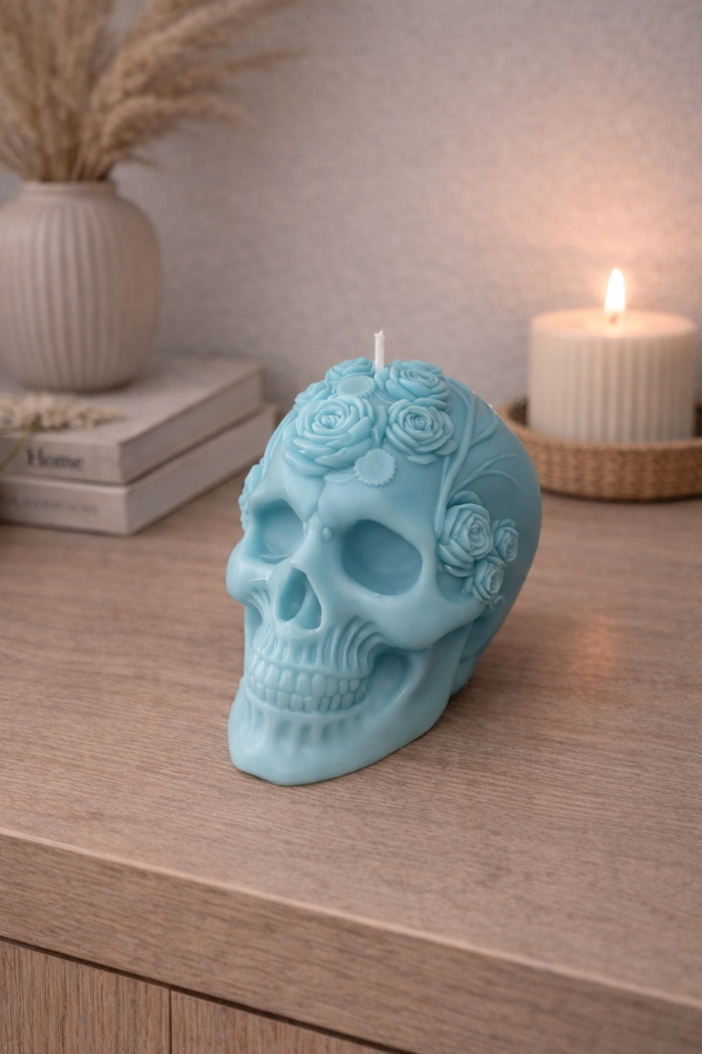 Totenkopf Kerze, handgegossen
