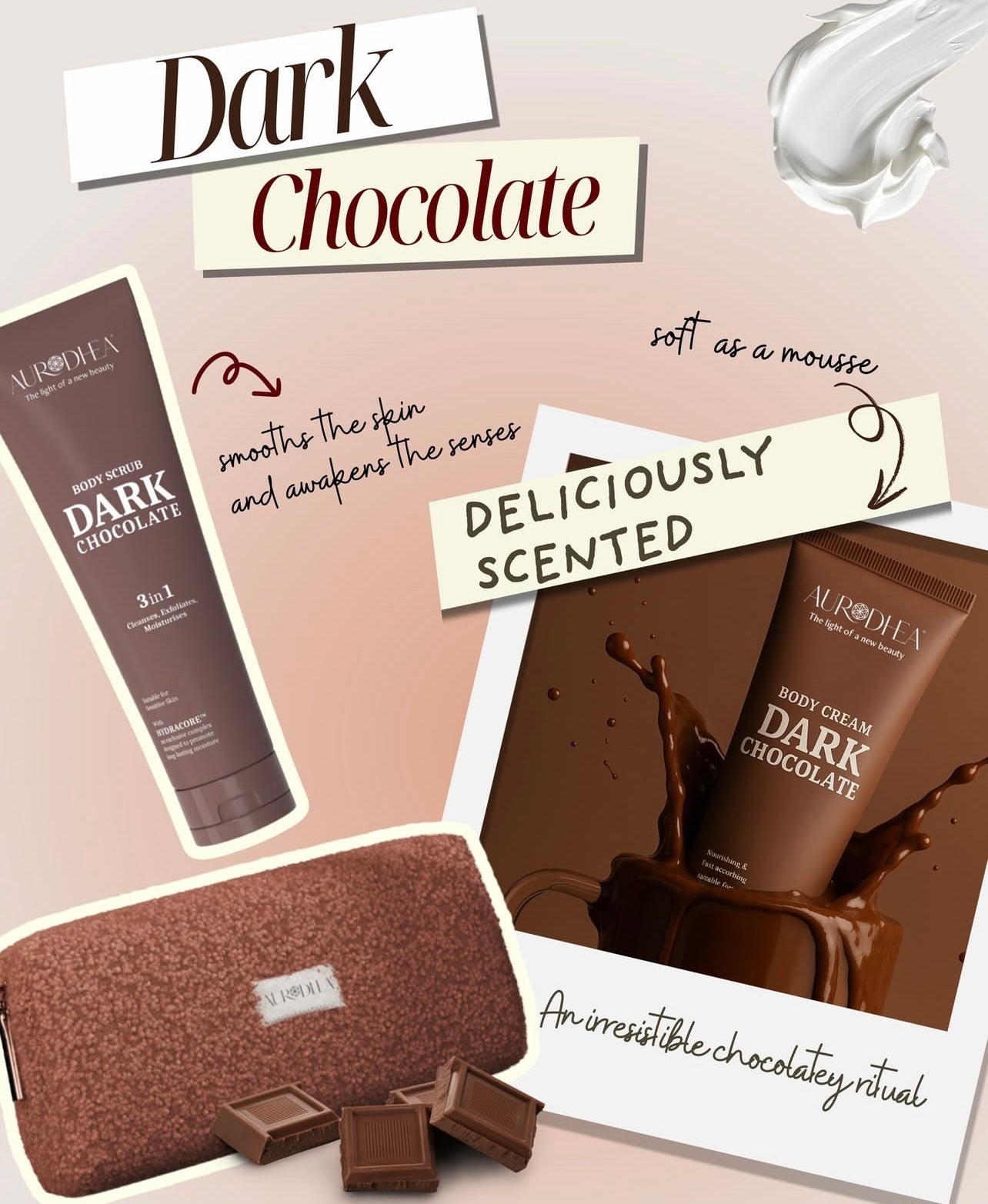 Luxuriöses Winter-Pflegeset CHOCO – Peeling & Creme inkl. Teddy-Bag