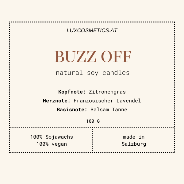 Duftkerze Anti Mosquito – Handgegossen | Natürlich & Effektiv | Mückenschutz | Bio Sojawachs | BUZZ OFF