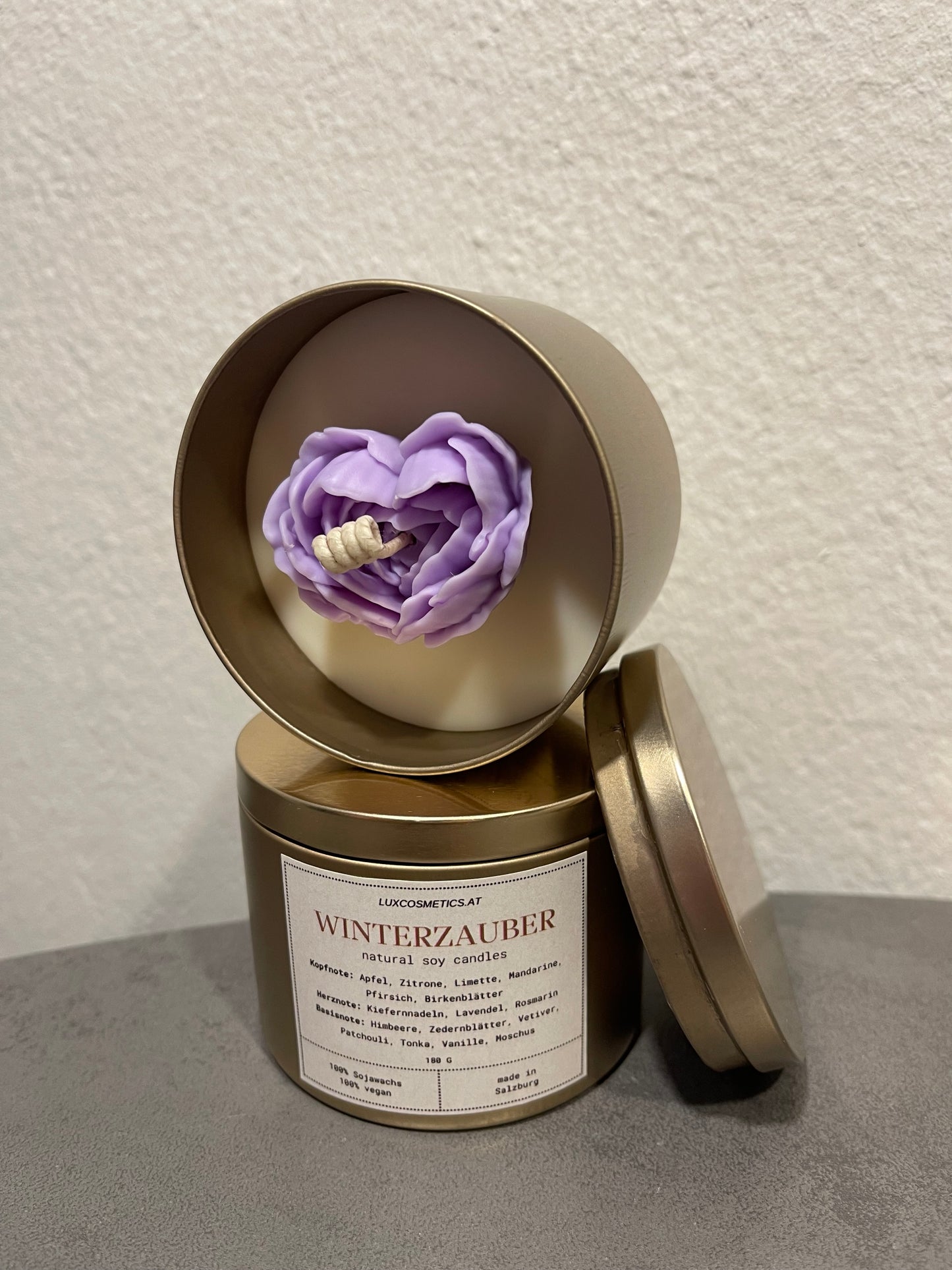 Winterzauber Duftkerze handgegossen, Winterduft, Dosenkerze, Geschenkidee