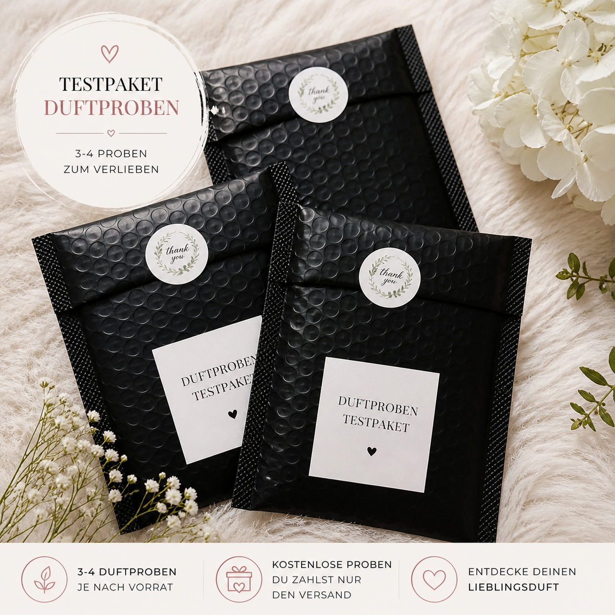 Duftproben Testpaket mit 3-4 Parfumproben - kostenlos testen, nur Versand zahlen